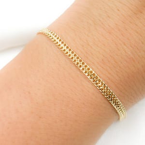 14K Solid Gold Bismark Bracelet – Italian Link Gold Bracelet, Unisex Gold Chain Bracelet, Classic Real Gold Jewelry. 050HARWA1L136Bracelet
