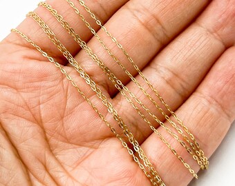 1FT 1.5x0.8mm 14k Gold Filled Unfinished Chain by Yard, Flat Gold Fill Chain, Tiny Oval Link Gold Chain, Wholesale Thin Chain. 1010251DRF