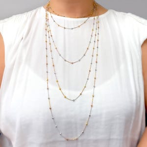 Collar de bolas tricolor, collar de esferas de plata 925/oro rosa/chapado en oro, collar de estación de bolas, collar de satélite, collar de dijes de cuentas