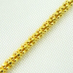 Cadena tipo palomitas de maíz de oro amarillo macizo de 14k, collar unisex para combinar con otros collares. 180KORD imagen 2
