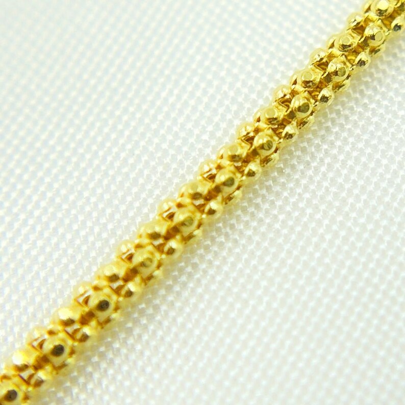 Cadena tipo palomitas de maíz de oro amarillo macizo de 14k, collar unisex para combinar con otros collares. 180KORD imagen 2