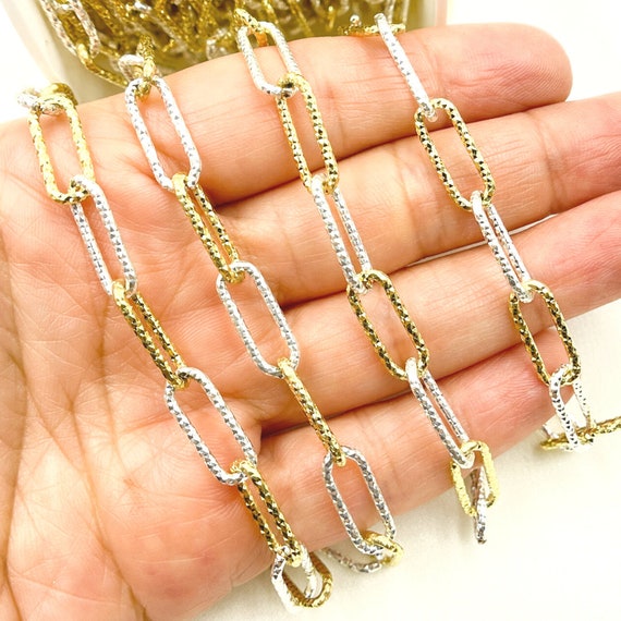 Buy Gold Plate Paper Clip Chain by Foot Drawn Necklace Chain