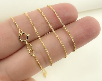 14K Solid Yellow Gold Cable Chain Necklace, Unisex Layering Jewelry. 025R01LG