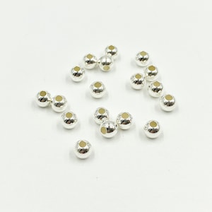 50pcs 4mm 925 silver seamless beads, round silver beads, spacer beads for jewelry making, 925 sterling silver jewelry findings supply bulk