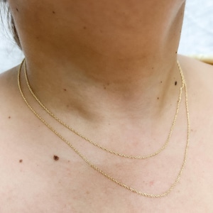 14k solid gold wheat chain necklace, twisted link necklace, women 14k gold jewelry gift, 1mm gold snake chain necklace. 020KC