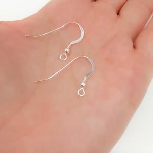 10pcs 18x9mm 925 silver ear wire, silver hook ear wire, 925 silver jewelry findings bulk, flat fishhook coil earring jewelry making supply