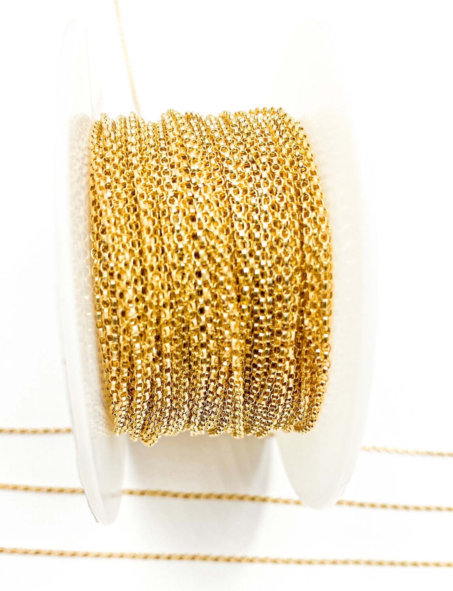 1meter Stainless Steel Gold Color Oval Embossing Chains For - Temu