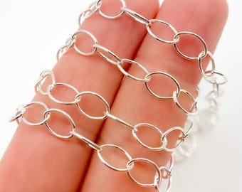 8.4x5.6 mm 925 Silber Kette per Fuß, unfertige ovale Gliederkette, glatte Runddraht Marquise Gliederkette. 720SS