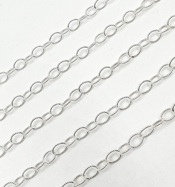 Sterling Silver Chain-Bulk Unfinished Chain 925 -Heavy Oval Cable Chain  5x4mm