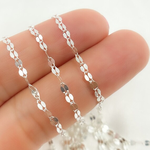 1FT 3x2mm Sterling Silver Textured Marina Chain by Foot