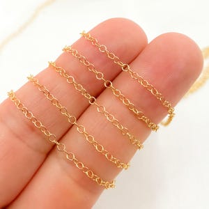 1FT 2x1mm 14k Gold Filled Cable Chain by foot, unfinished tiny link chain, delicate oval cable chain, dainty cable chain supply. 1218GF