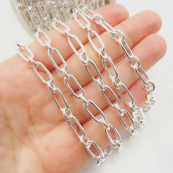 13x5mm 925 Sterling Silver Chain by Foot Unfinished Thick Oval
