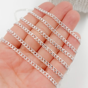 925スターリングシルバーフラットラウンドリンクチェーン、ケーブル
