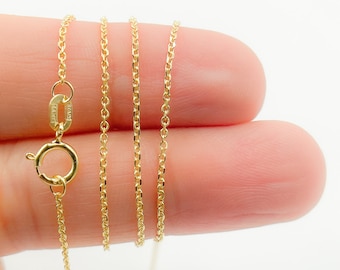 Real 14k Gold Cable Chain Necklace, Delicate Oval Link, 1mm. 030KFS