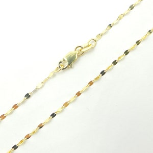 Gold Style Chain, Solid Gold Flat Oval Link Chain, 14k Gold 16&quot; Chain Necklace, Wholesale Gold Necklace, 14K Gold Jewelry Bulk. 027FV10