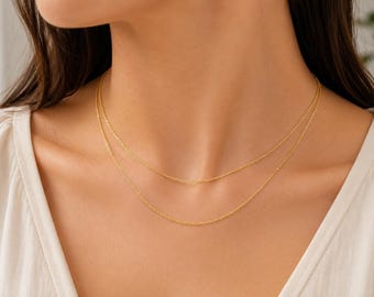 Cadena de cable de oro auténtico de 14k, collar de cadena de cable delicado al por mayor, collar de eslabones ovalados de oro de 14k, collar delicado de oro macizo de 14k. 021R04TFT5