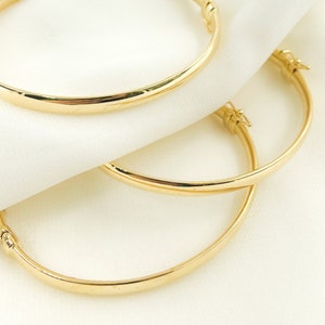 14K Solid Gold, Hollow Smooth Bangle Bracelet. Classic Stackable Bracelet 7 inches. Gold Hinged Woman Bracelet. Bangle7