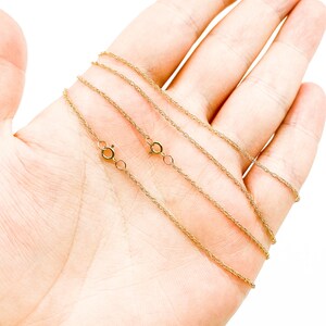 Solid Yellow Gold Rope Chain, 14k Solid Gold Chain Necklace, Wholesale Dainty Gold 16&quot; & 18&quot; Necklaces, Genuine Gold Choker Necklace Bulk