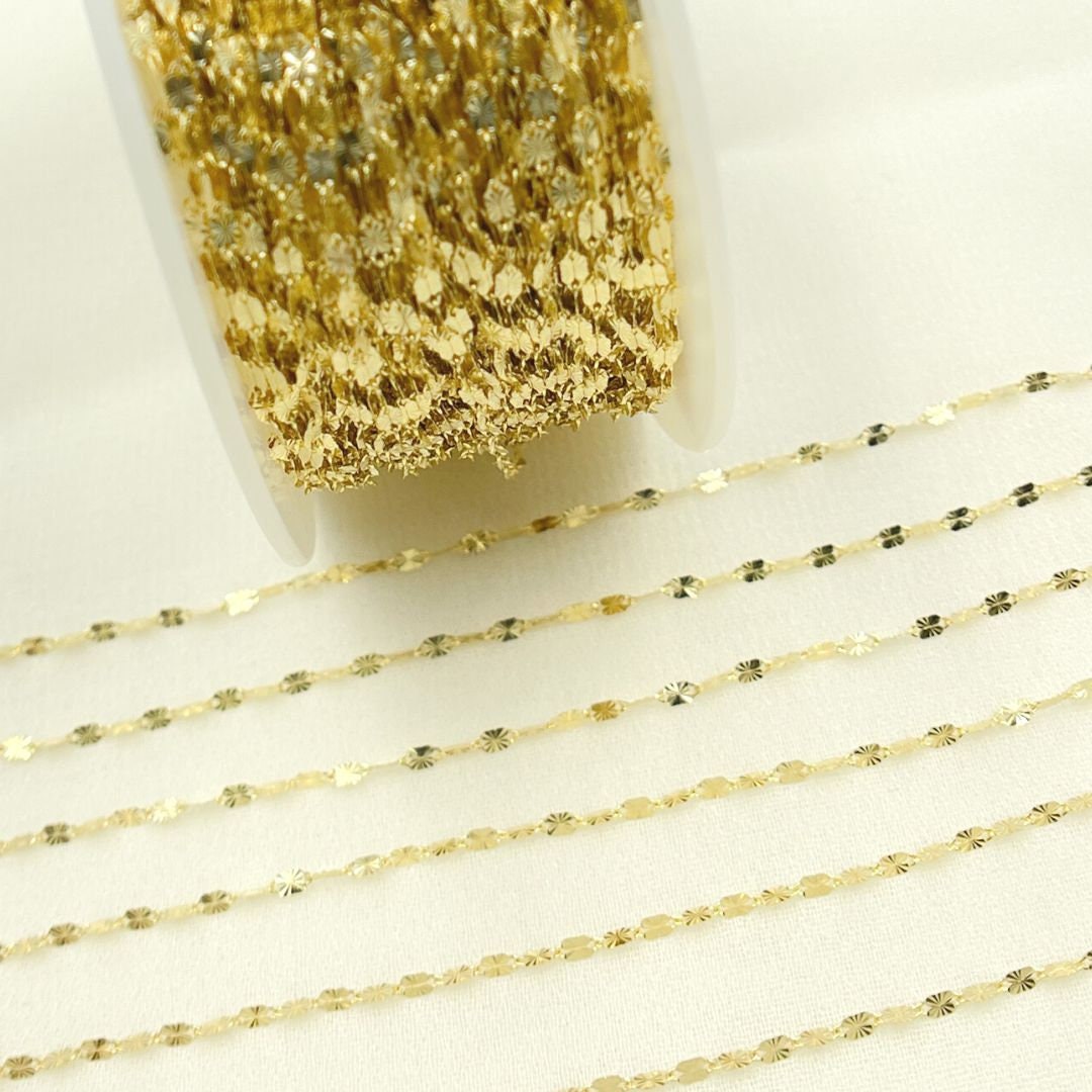 14k Solid Gold Diamond Cut Marina Chain by Foot. Unfinished Etsy