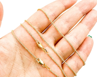 Dainty 14k Solid Gold Rope Chain Necklace, 1mm Width. 025CRDLG