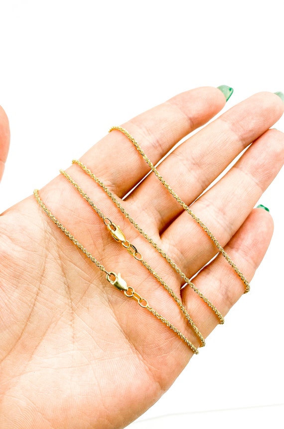 Real Gold Chain Necklace, 16 18 inch Rope Chain 14k Gold Pendant  Necklace, 1mm Width Dainty Gold Charm 025CRDLG