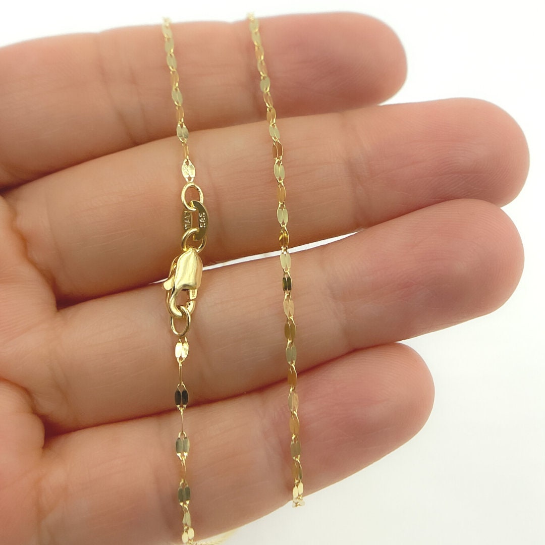 Gold Style Chain Solid Gold Flat Oval Link Chain 14k Gold Etsy