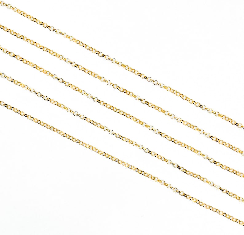 Wholesale bulk Chain for Jewelry Making Round Link Gold Filled Chain 14k Gold Filled Unfinished Chain by foot 2mm Rolo Gold Filled Chain