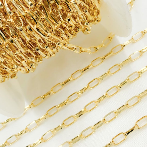 Gold Paperclip 10x4mm Chain by Foot Unfinished Gold Plated Rectangle Oval Link Chain Bulk Gold Plated Paperclip Chain Wholesale. Y55GP Etsy UK