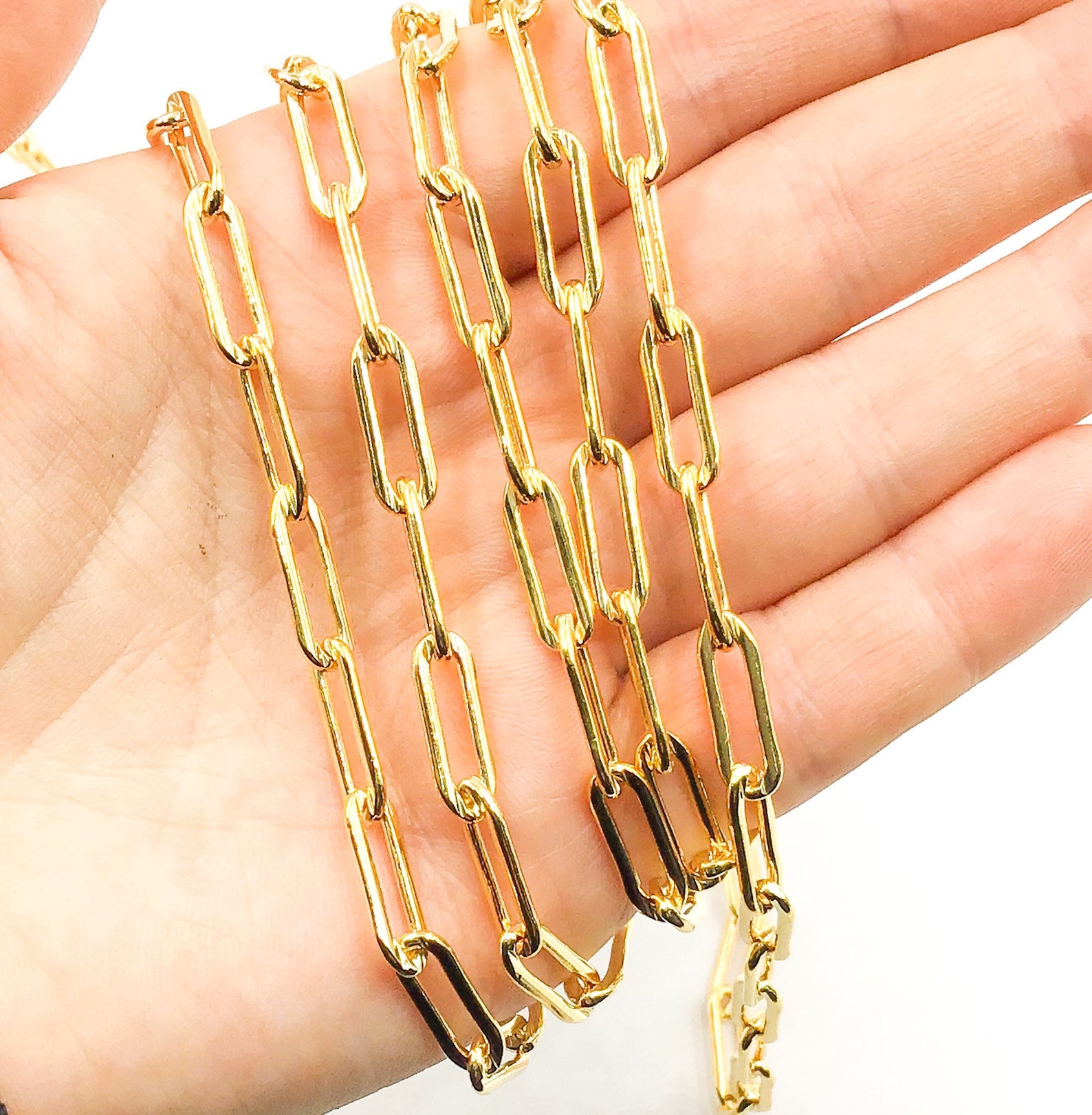 15x5mm 14k Gold Filled Paperclip Chain by Foot Gold Fill Etsy Australia