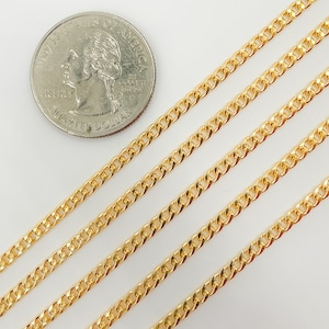 1FT 3.8x2.80mm 14k gold filled flat curb chain, tight tiny cuban curb unfinished chain, small Miami curb link chain wholesale. 10641HR image 5