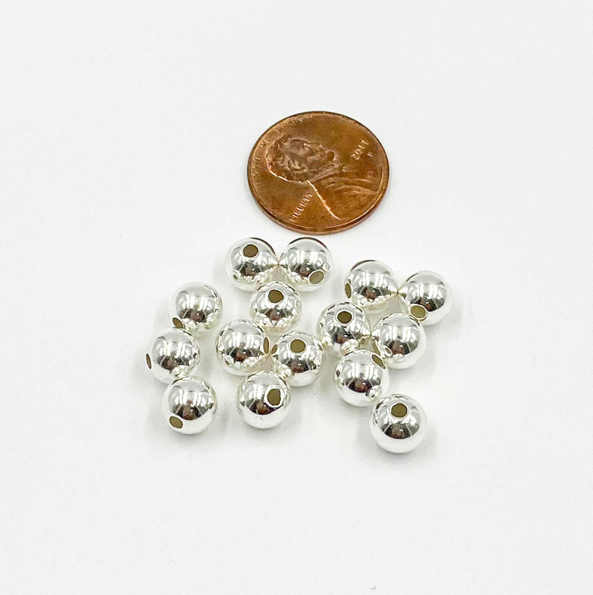 20 Unidades/juego De Cuentas Redondas De Plata De Ley 925, Cuentas Espaciadoras, Accesorios De Joyería, Cuentas De Plata For Pulsera Y Collar, Fabricación De Joyas ( Item Diameter : Large Hole5mm