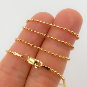 1.5mm Gold Filled Ball Necklace, Layering Ball Chain Necklace, Round Ball Necklace Wholesale, Bulk Gold Bead Necklace. 1.5MMBCLCNecklace