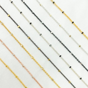 1 ft 1,4 mm Würfel 925 Silber Satelliten Kette Fuß, unfertige Sterling Silber zweifarbige Kugel Kette, zierliche multi color Ball Halskette Kette. Z36