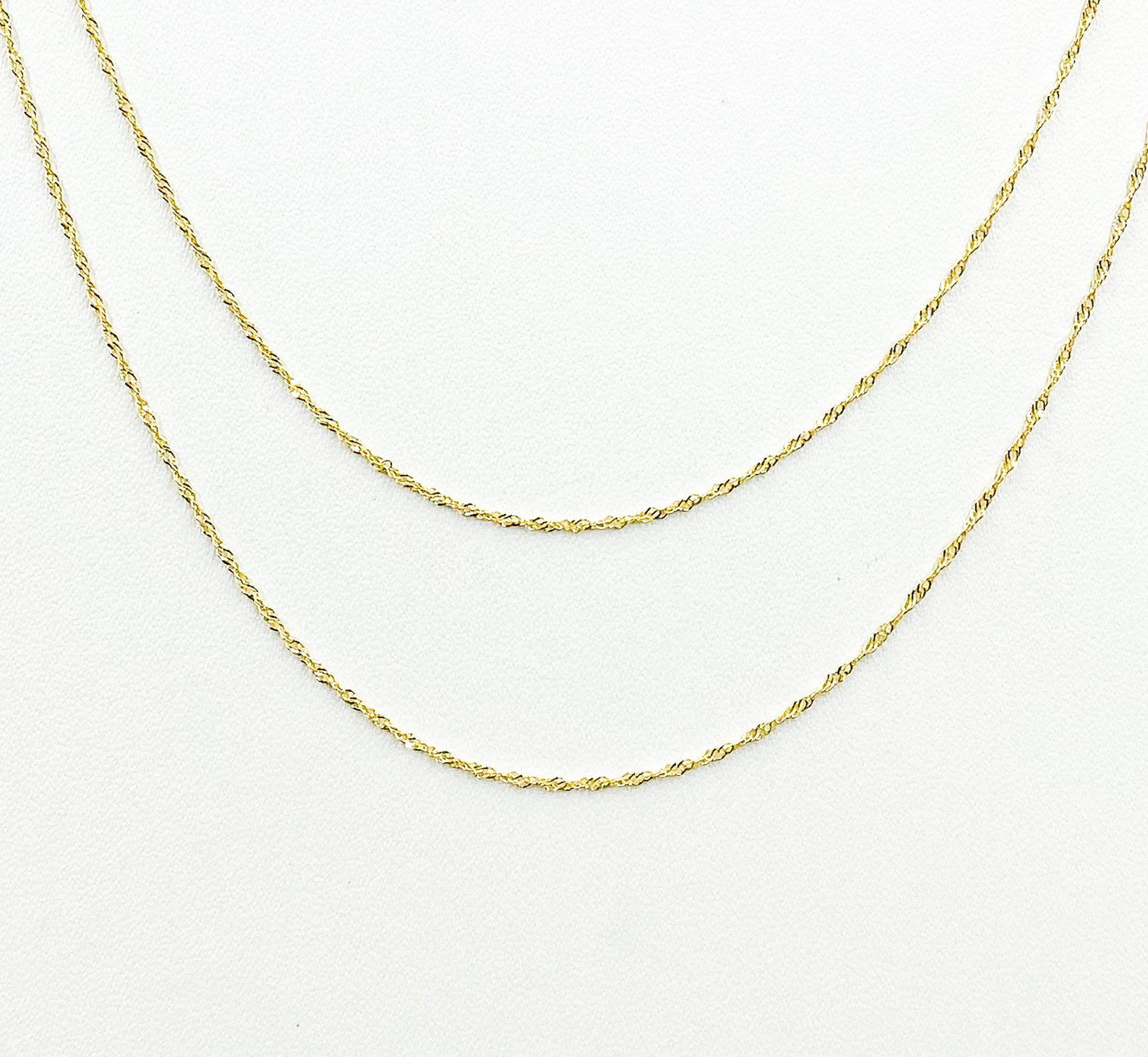 14k Solid Yellow Gold Singapore Chain Necklace, Twisted Pendant ...