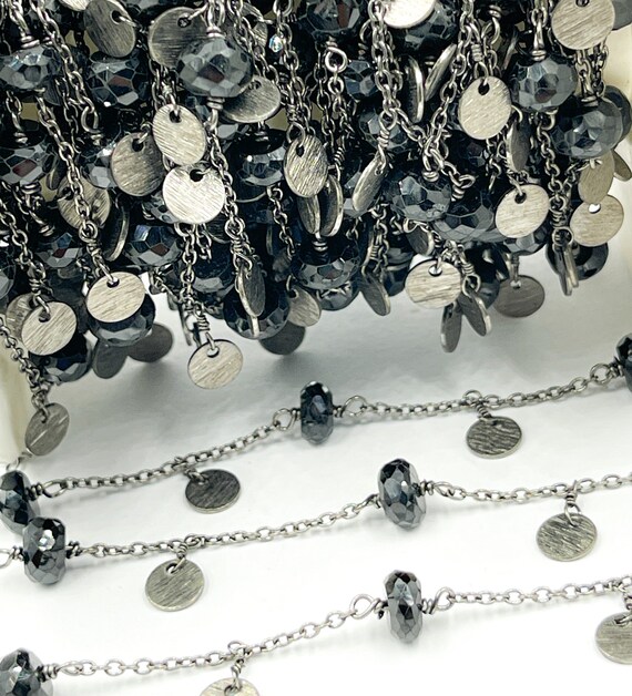 Tassel Necklace with Disk Circle and Bead Rhodium-plated Sterling Silver Tassel Necklace with Disk Circle and Bead Rhodium-plated Sterling Silver