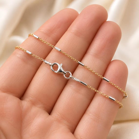 Gold Plated Sterling Silver Tube Chain Choker Finished Necklace