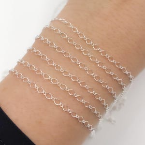 1FT 925 Sterling Silver 4x2mm Rhomb Link Chain by foot. Silver dainty chain unfinished necklace or bracelet, Wholesale Silver chain. 10161MQ