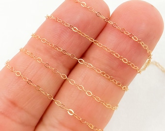Cadena de cable de 1 mm con relleno de oro, cadena de cable de eslabones planos, cadena de collar pequeña sin terminar, suministro de relleno de oro, cadena de oro al por mayor. 822FGF