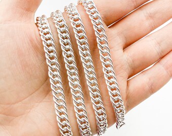 web限定セール 10x6mm 925 Link Curb Miami Curb, Double Silver Sterling アクセサリー