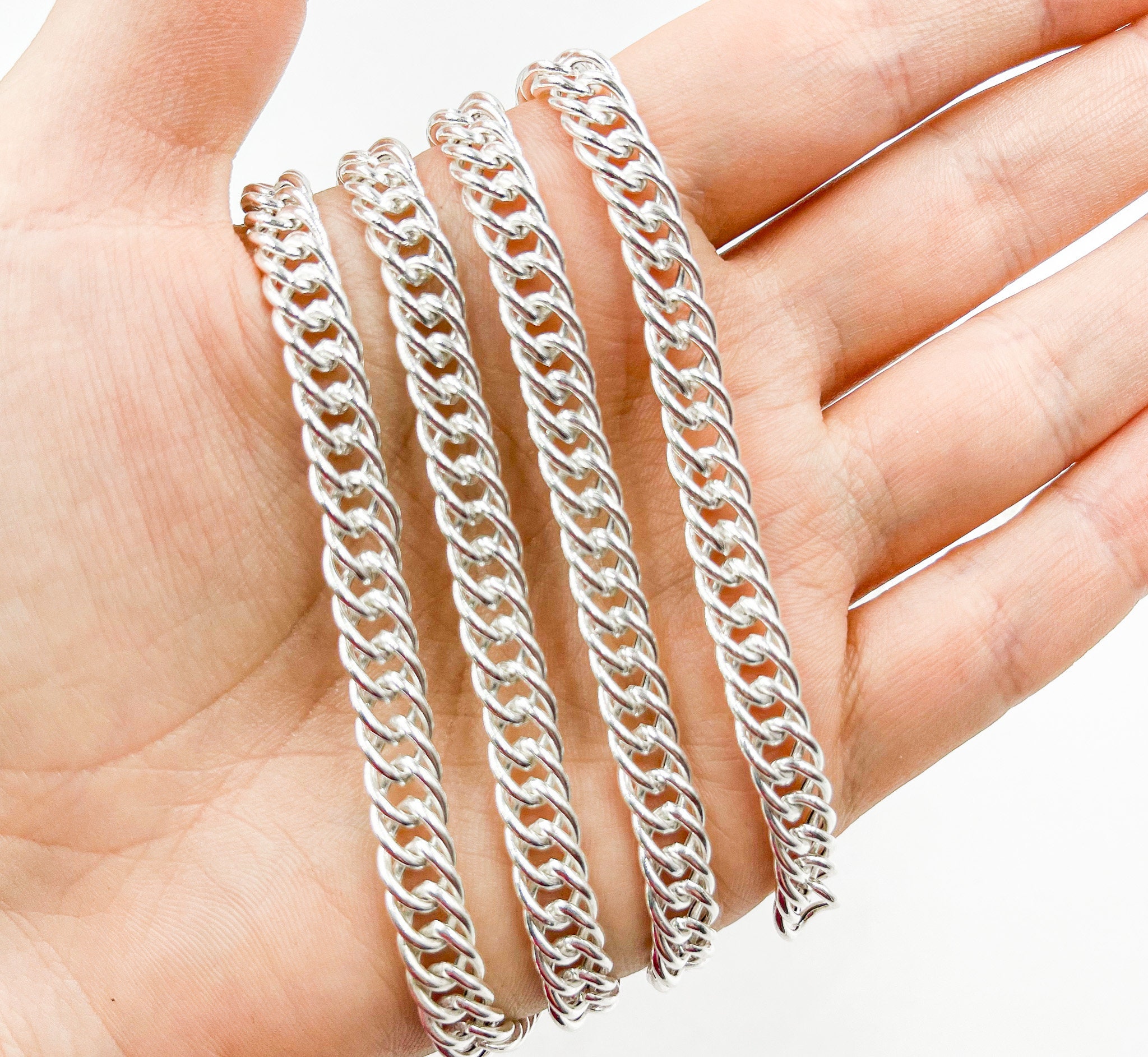 10x6mm 925 Sterling Silver Double Curb, Miami Curb Link 10x6mm 925 Sterling Silver Double Curb, Miami Curb Link