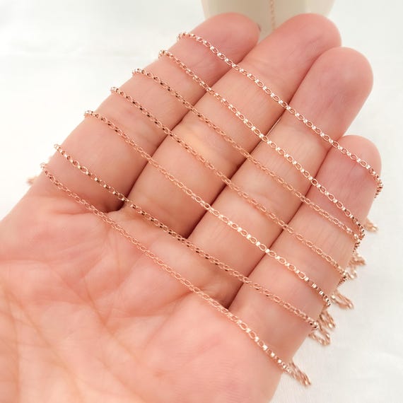 1FT 2x1mm 14k Rose Gold Filled Chain by Foot Unfinished Tiny Rolo Cable Chain Rose Gold Dainty Oval Link Necklace Wholesale Bulk. 108871 Etsy