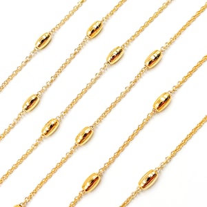 14k Gold Filled Satellite Chain by foot. 14K Gold Filled Oval Bead 3.5x6mm. Chain Supply. Permanent Jewelry. 1473.1GF