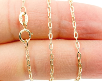 14K Solid Gold Cable Necklace, Jewelry for Everyday Wear, Unisex Layering Gold Chain. 040FBFL5L913