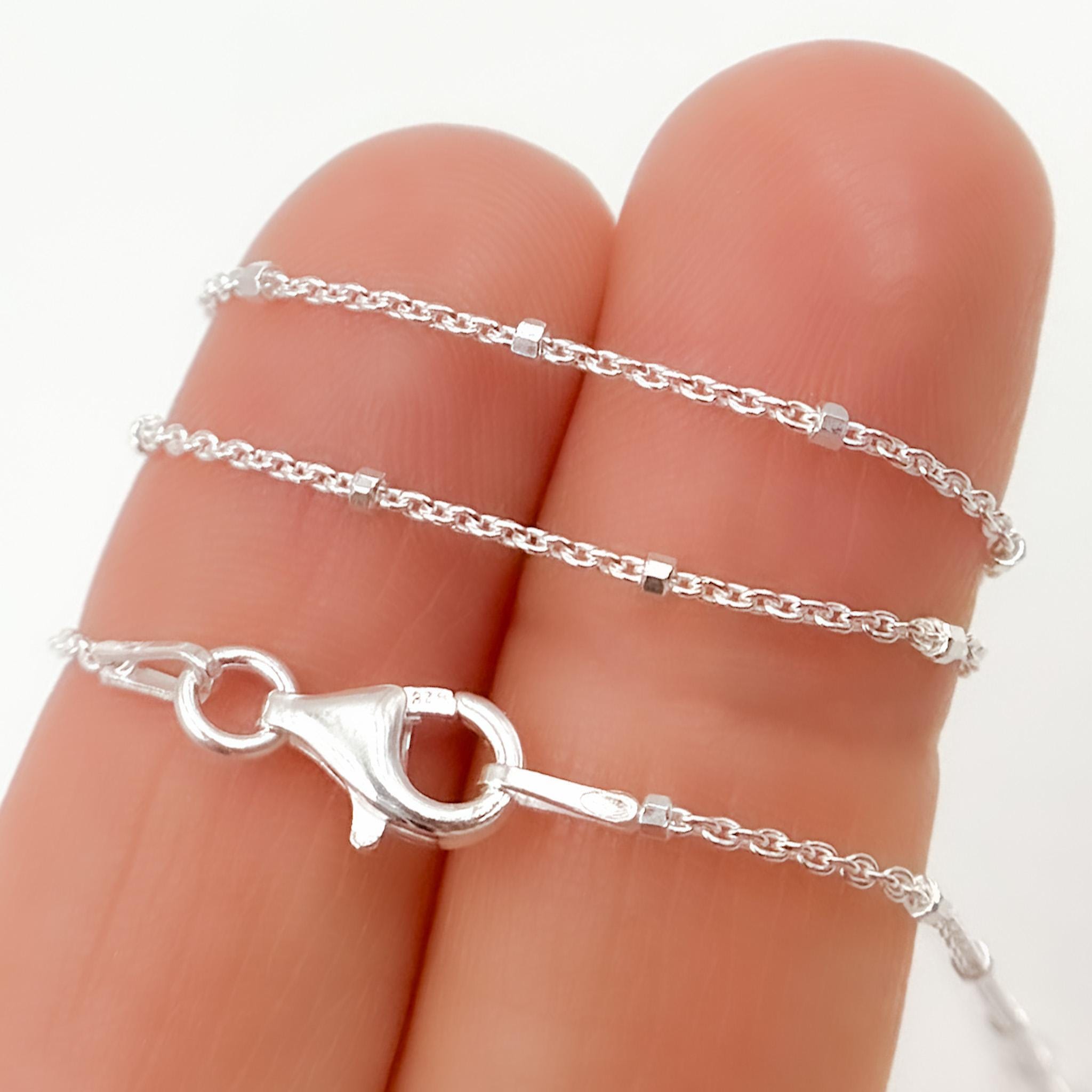 925 Sterling Silver Necklace, Cube Satellite Finished