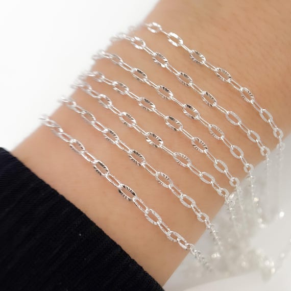1FT 4.8x2.4mm 925 Silver Chain by Foot, Flat Oval Link