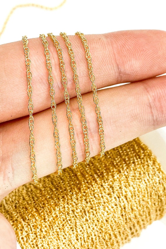 1FT 1.3mm 14k Gold Filled Chain by Foot, Unfinished Rope Chain