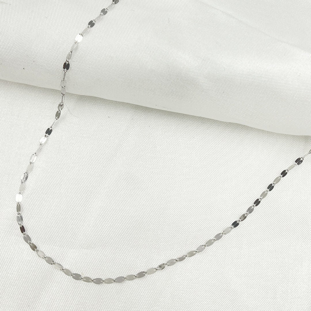Solid White Gold Marina Chain, 14k Gold Flat Marina Chain Necklace 