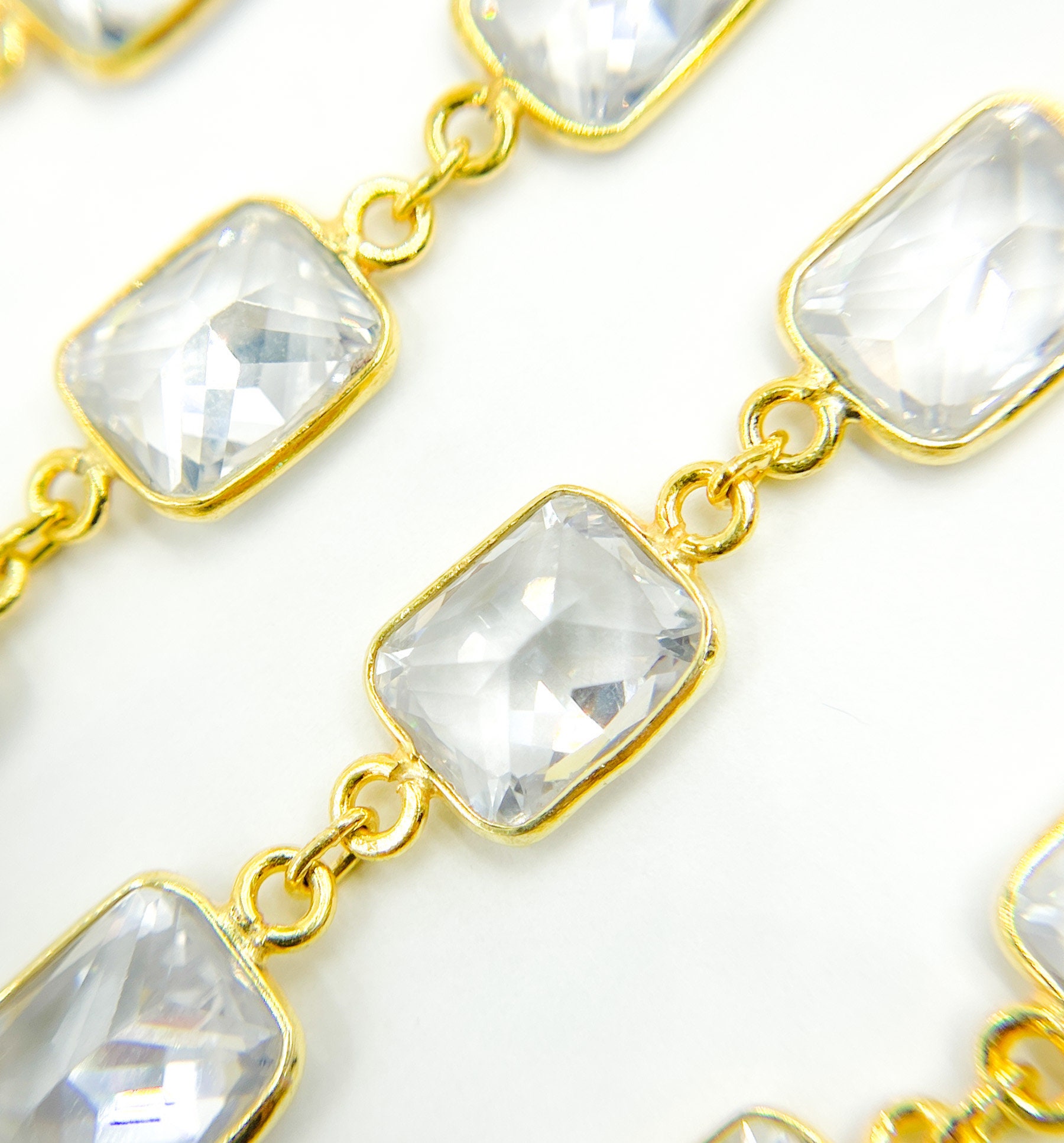 1FT 11x9mm Zircon 925 Silver Chain by Foot, Silver Gold 1FT 11x9mm Zircon 925 Silver Chain by Foot, Silver Gold