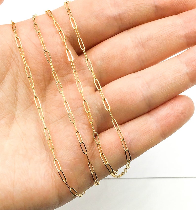 1 FT 14k Gold Filled Flat Paperclip Chain by foot, Gold Filled Bulk Chain, Gold Filled Tubed Chain, 5x2mm Oval Link Gold Chain Wholesale 