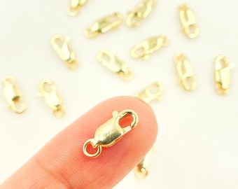 14K Solid Gold Lobster Clasp, 10mm Jewelry Finding. 0014LC1WR14KY
